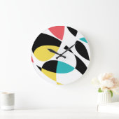 カラフル、抽象芸術、モダンおもしろいジオメトリパターン ラージ壁時計 (ホーム)