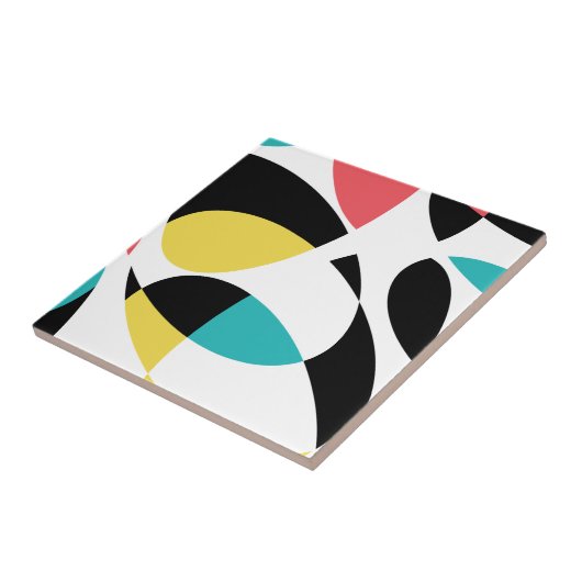 カラフル、抽象芸術、モダンおもしろい幾何学的パターン タイル (側面)