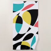 カラフル、抽象芸術、モダンおもしろい幾何学的パターン ビーチタオル (正面)