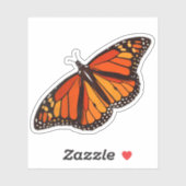 カラフル（昆虫）オオカバマダラ、モナーク蝶（羽を開いた蝶） シール (シート)
