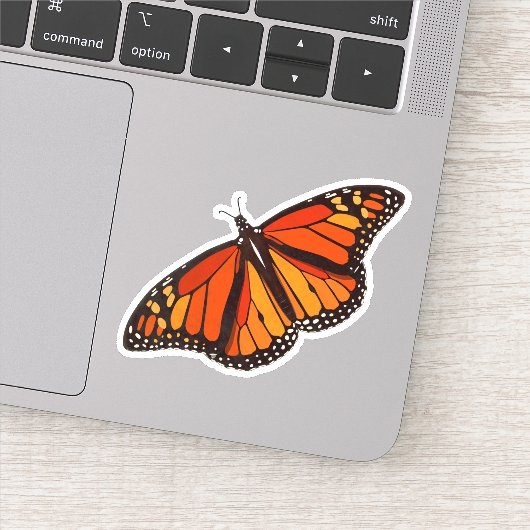 カラフル（昆虫）オオカバマダラ、モナーク蝶（羽を開いた蝶） シール (詳細)