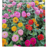カラフル《植物》百日草花フローラ シャワーカーテン (正面)