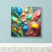 カラフル、流体、光沢、泡 キャンバスプリント (インサイチュ (ウッドフロア))