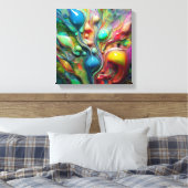 カラフル、流体、光沢、泡 キャンバスプリント (インサイチュ (寝室))