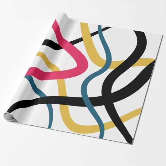 カラフル，混沌とはっきりした鮮やかモダングラフィックアート ラッピングペーパー (アンロールド)