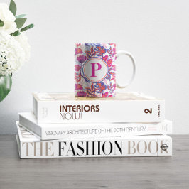 カラフル，熱帯花の模様 コーヒーマグカップ