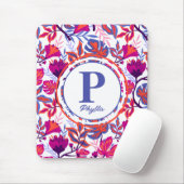 カラフル，熱帯花の模様 マウスパッド (マウス)