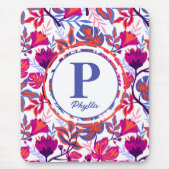 カラフル，熱帯花の模様 マウスパッド (正面)