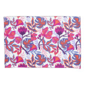 カラフル，熱帯花の模様 枕カバー (正面)