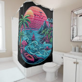 カラフル.熱帯/ハワイアンネオン シャワーカーテン (インサイチュ)