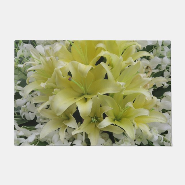 カラフル+花、ガーデン+格言、カラ+ l ドアマット (正面)