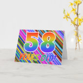 カラフル+虹の絵「58歳!」 カード (黄色い花)