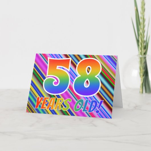 カラフル+虹の絵「58歳!」 カード (正面)