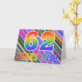 カラフル+虹の絵「62歳!」 カード (黄色い花)