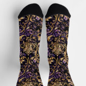 カラフル，贅沢，紫と金ゴールド ソックス (上部)