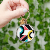 カラフル，都市，トレンディー，幾何モダン芸術 キーホルダー (手)