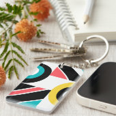 カラフル，都市，トレンディー，幾何モダン芸術 キーホルダー (正面右)