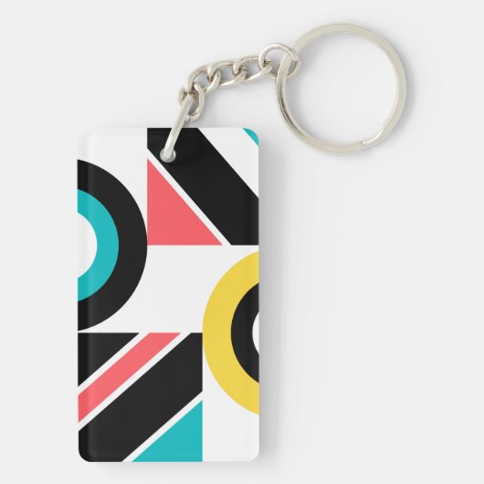 カラフル，都市，トレンディー，幾何モダン芸術 キーホルダー (裏面)
