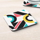 カラフル，都市，トレンディー，幾何モダン芸術 コースター (左側)