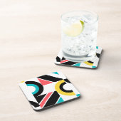 カラフル，都市，トレンディー，幾何モダン芸術 コースター (右側)