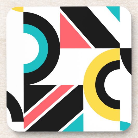 カラフル，都市，トレンディー，幾何モダン芸術 コースター (正面)