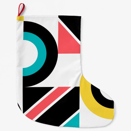 カラフル，都市，トレンディー，幾何モダン芸術 ラージクリスマスストッキング (正面)