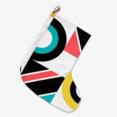 カラフル，都市，トレンディー，幾何モダン芸術 ラージクリスマスストッキング (正面 (吊り時))