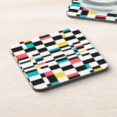 カラフル，都市，モダン,トレンディー幾何学的パターン コースター (左側)