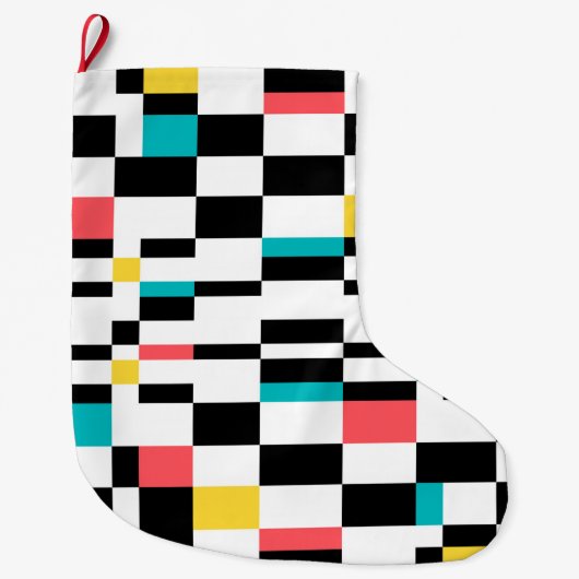 カラフル，都市，モダン,トレンディー幾何学的パターン ラージクリスマスストッキング (正面)