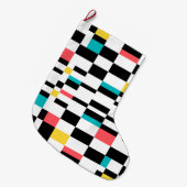 カラフル，都市，モダン,トレンディー幾何学的パターン ラージクリスマスストッキング (正面 (吊り時))