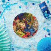 カラフル,陽気,カラフル+パターン,テキスタイル ペーパープレート (パーティー)