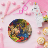 カラフル,陽気,カラフル+パターン,テキスタイル ペーパープレート (パーティー)