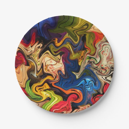 カラフル,陽気,カラフル+パターン,テキスタイル ペーパープレート (正面)