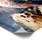 カラフル《鳥》ハヤブサ水色 ポスター (角)