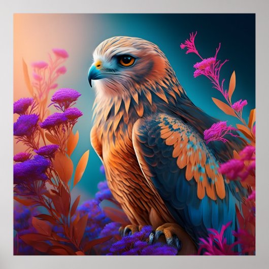 カラフル《鳥》ハヤブサ ポスター (正面)