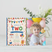 カラフル 2歳の誕生日パーティー 招待状 (スタンド正面)