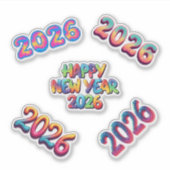 カラフル 2026 年賀ステッカーセット シール (正面)