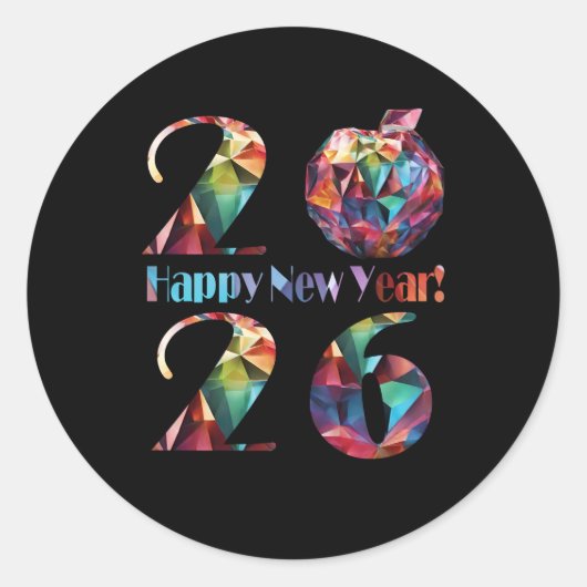 カラフル 2026-新年あけましておめでとう- ラウンドシール (正面)