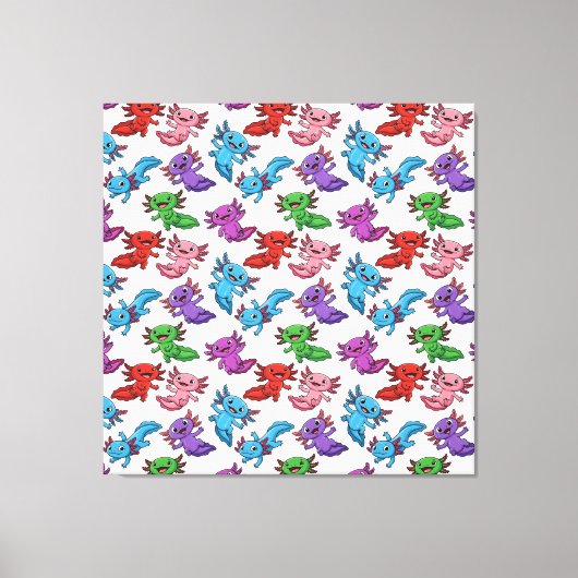カラフル_Axolotl_Friends_Seamless_Pattern キャンバスプリント (正面)