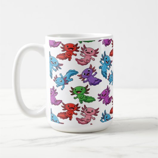 カラフル_Axolotl_Friends_Seamless_Pattern コーヒーマグカップ (左)