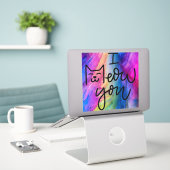 カラフル&Big I Meow You Cat シール (デスク上のノートパソコン)