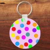 カラフル_dots_on_pink キーホルダー (正面)