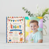 カラフル EIGHT 8歳の誕生日パーティー 招待状 (スタンド正面)