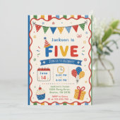 カラフル FIVE 5歳の誕生日パーティー 招待状 (スタンド正面)