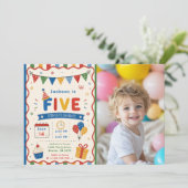 カラフル FIVE 5歳の誕生日パーティー 招待状 (スタンド正面)