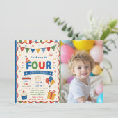 カラフル FOUR 4歳の誕生日パーティー 招待状 (スタンド正面)