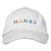 カラフル HONEY 刺繍ベースボールキャップ 刺繍入りキャップ (正面)