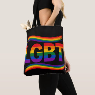 カラフル LGBTQ+ プライド レインボー ハート デザイン トートバッグ