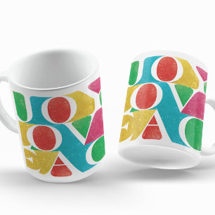 カラフル LOVE PEACE JOY フォトフレーム コーヒーマグカップ