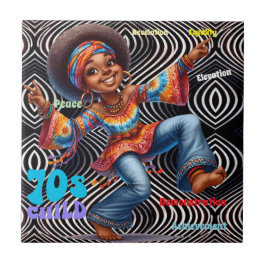 カラフル-meヒッパイシック70sチャイルドセラミックタイル タイル